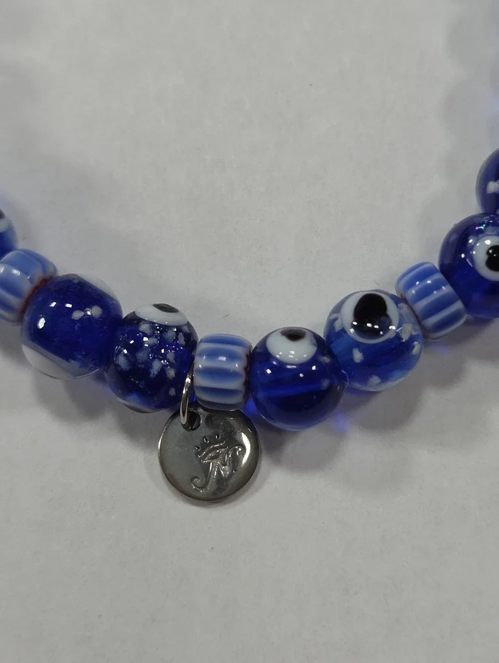 🆕️ NOGU Nazar .925 Sterling Silver Firefly Glass Evil Eye Bracelet